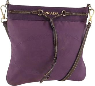 Prada Pre-owned Cross Body Bags, female, Purple, Size: ONE SIZE Pre-owned Vintage Nylon Shoulder Bag