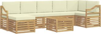vidaXL Conjunto De Sof&aacute;s De Exterior 8 Uds. Blanco Y Crema Poli&eacute;ster Vidaxl