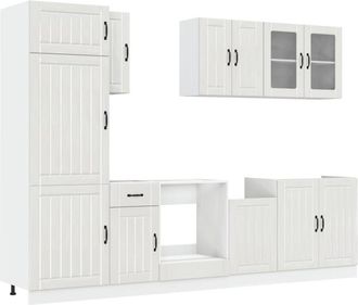 vidaXL Vidaxl - Conjunto De Armarios De Cocina lucca De 8 Piezas En Madera De Ingenier&iacute;a Blanca Brillante