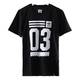 adidas originals Numeric Printing Round Neck Short Sleeve Black BJ8689