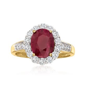 Ross-Simons Burmese Ruby and. Diamond Ring in 18kt Yellow Gold