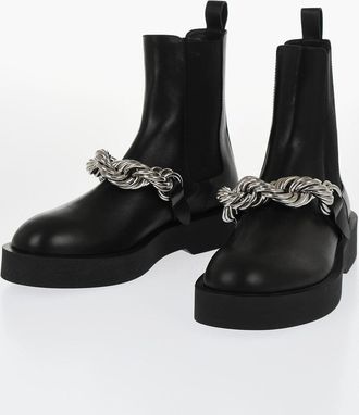 Jil Sander Stivaletti Chelsea in Pelle con Dettaglio Chain Jil Sander