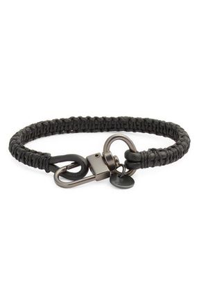 Caputo & Co. Zigzag Macrame Leather Bracelet in Black at Nordstrom