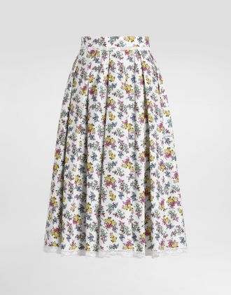 Dolce & Gabbana Small Floral-print Poplin Skirt - Woman Skirts Multicolor 36