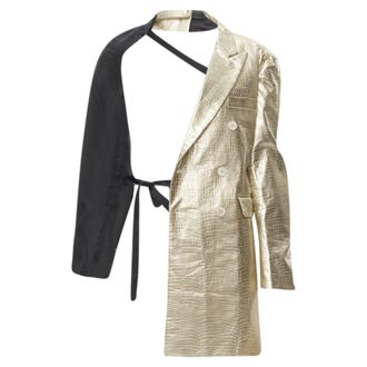Comme Des Gar&ccedil;ons Comme des Garcons gold pleated harness tie open jacket