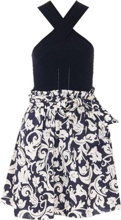 Liu Jo Criss-cross jurk met bloemenprint - Dames - Korte kleedjes - Zwart - M - Kleedjes