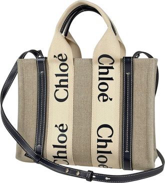 Chlo&eacute; Beige Canvas Leather Tote Bag (Pre-Owned)