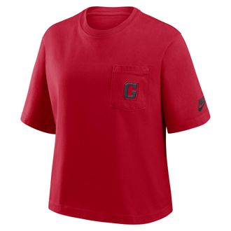 Nike Georgia Legacy Pocket Boxy Nike Womens College T-Shirt in Red | 11CM65NUGV-SYF