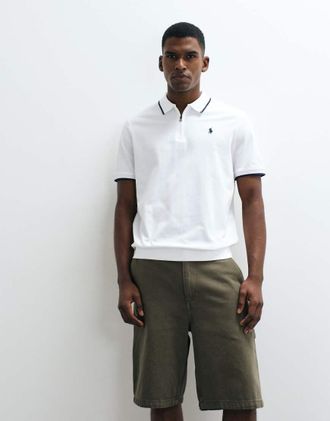Polo Ralph Lauren Polo regular fit bianca con zip corta-Bianco