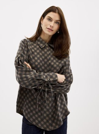 Sessun Womens Armanchecks earthy gingham light shirt