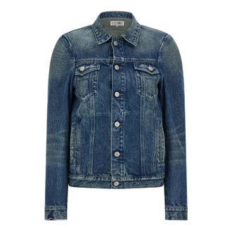Maison Margiela Denim Jackets, female, Blue, Size: XS Stone-Washed Denim Jacket