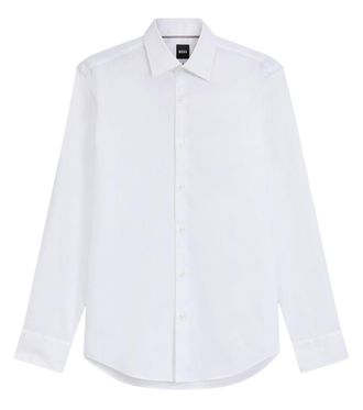 HUGO BOSS White Regular Solid Shirts