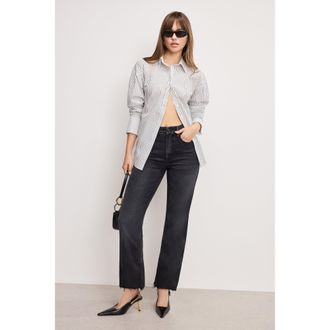 Good American Womens Good Icon Straight Ankle Jeans | Black, 404 Size 16 Plus | Good American by Khlo&Egrave; Kardashian