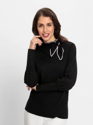 Heine Stehkragenpullover HEINE Pullover, Damen, Gr. 34, schwarz, 50% Viskose, 28% Polyester, 22% Polyamid, unifarben, Pullover Stehkragenpullover