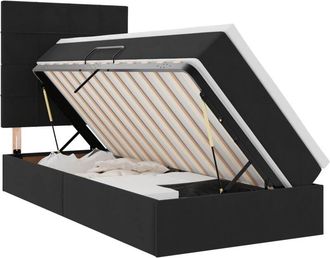 vidaXL Bed with Mattress with LED Black 90 x 190 cm Velvet vidaXL