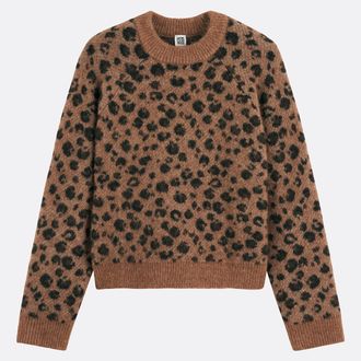 La Redoute Collections Trui van wol- en alpacamix, luipaardprint