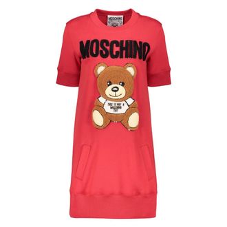 Moschino Short Dresses, female, Red, Size: XS Cotton sweatdress with logo print