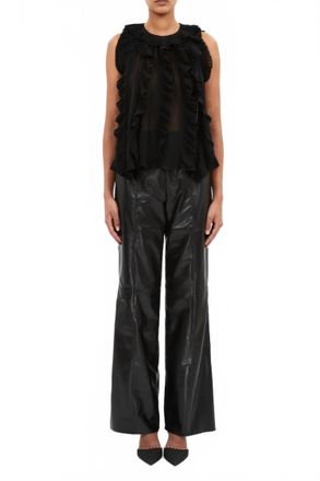 Ulla Johnson Sabra Silk Chiffon Top In Noir