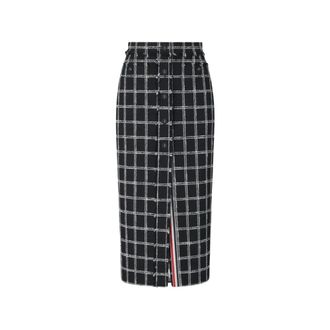 Thom Browne Falda de Tweed con Cuadros de Perro - Skirts - Mujer - Negro - S