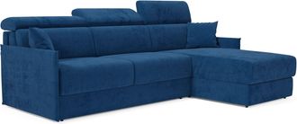 Divani.Store Miryam Sof&aacute; Cama Esquinero Con Reposacabezas Reclinables En Tejido Antimanchas T31 232 Cm Derecho Azul