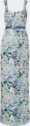 Markarian Robin belted floral brocade gown