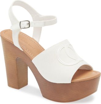 Wild Diva Stormy Block Heel Platform Sandal in White at Nordstrom Rack, Size 10