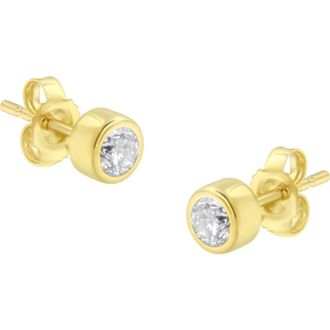 House of Brilliance 10K Gold 1/3rd Cttw Diamond Bezel Stud Earrings in Yellow at Nordstrom