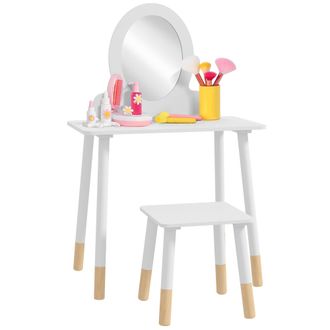 OEM Tocador De Maquillaje Para Ni&ntilde;as De +3 A&ntilde;os Tocador Infantil Con Taburete Y Espejo Dise&ntilde;o Sencillo Blanco