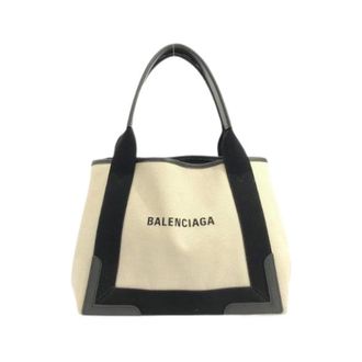 Balenciaga Pre-owned Tote Bags, female, Beige, Size: ONE SIZE Pre-owned Navy Cabas Canvas Calf Tote Bag
