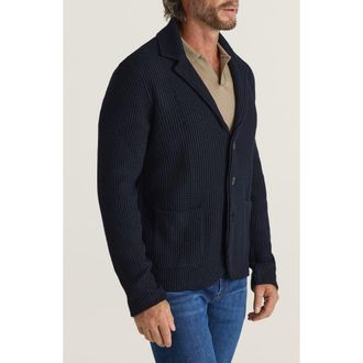 34 Heritage Birch Tailored Wool Blend Cardigan in Navy at Nordstrom, Size X-Large