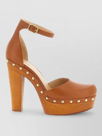 Chlo&eacute; leather platform studded pumps