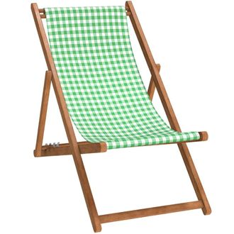 Vent de Boh&egrave;me Silla plegable de haya con estampado vichy verde