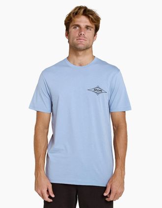 Rip Curl Mens Rip Curl Mens Streamline Diamond Short Sleeve T-Shirt - Blue - Size: 44