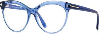 Tom Ford FT5827-B 001 Shiny Black/Clear Blue Light Block Lens 55mm