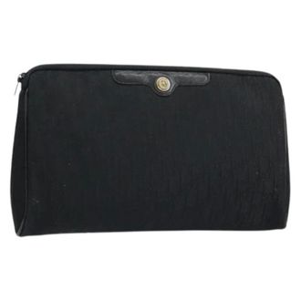 Dior Pre-owned Clutches, female, Black, Size: ONE SIZE Pre-owned Vintage Trotter Canvas Clutch