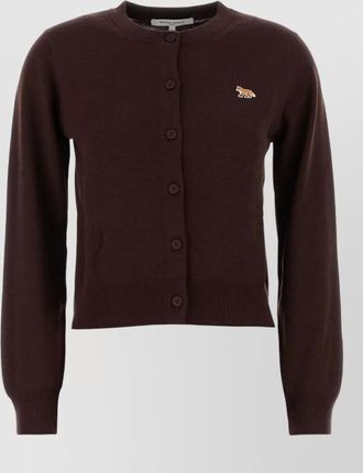 Maison Kitsun&eacute; wool knit short-sleeve cardigan