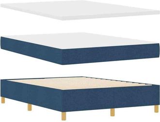 vidaXL Cama Tipo Box Spring Con Colch&oacute;n Azul 140 X 190 Cm Tela Vidaxl