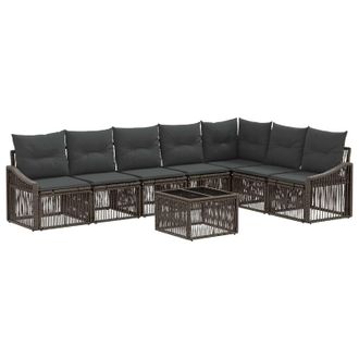 vidaXL Conjunto De Sof&aacute;s De Jard&iacute;n 8 Pcs Gris Rat&aacute;n Sint&eacute;tico Vidaxl