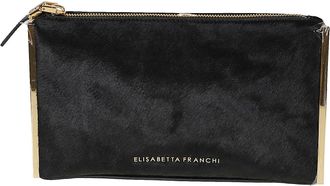 Elisabetta Franchi Black Leather Clutch