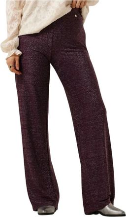 Harper & Yve Paarse Glitter-Pa Broek - Dames - Straight fit broeken - Paars - M - Broeken