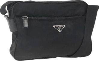 Prada Pre-owned Cross Body Bags, female, Black, Size: ONE SIZE Pre-owned Nylon Cross Body Bag