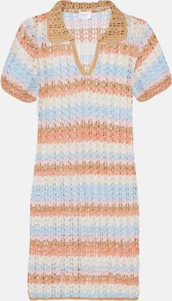 Anna Kosturova Crochet striped cotton polo dress