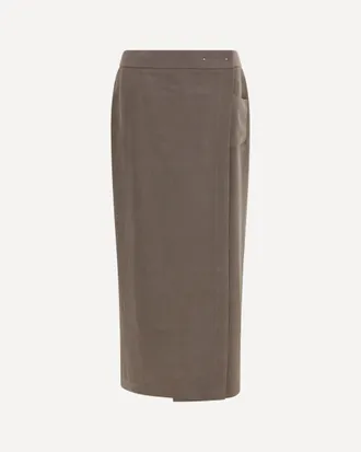 Giorgio Armani Silk and wool wrap Long Skirt with patch pocket Female 42