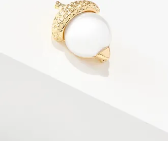 Talbots Pearl Acorn Brooch - Ivory Pearl/Gold - 001 Talbots