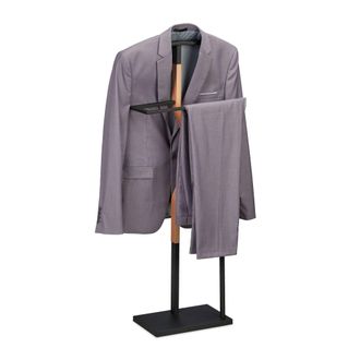 Relaxdays Gal&aacute;n Noche Metal Y Efecto Madera, Chaqueta Y Pantal&oacute;n, 107x48x20 Cm, Mozo Ropa Dormitorio, Negro Y Natural - Relaxdays
