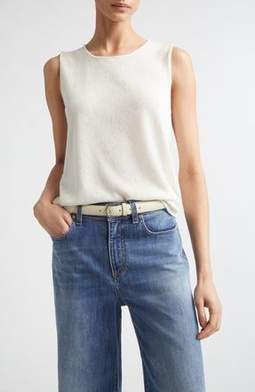 Eleventy Sequin Embellished Silk & Cotton Sweater Vest in 00 Ivory at Nordstrom, Size Xx-Large