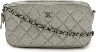 Chanel Pre-owned Cross Body Bags, female, Gray, Size: ONE SIZE Pre-owned Leather chanel-bags