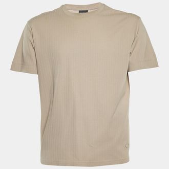 Emporio Armani Beige Textured Knit Crew Neck T-Shirt