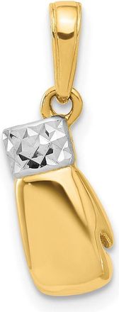 Diamond2Deal 14k Yellow Gold White Rhodium Diamond-Cut Boxing Glove Pendant