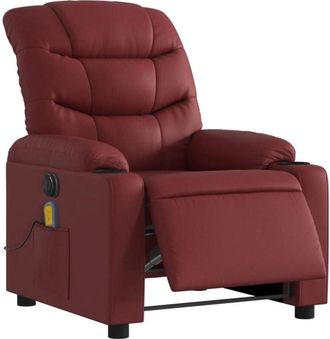 vidaXL Vidaxl - Sill&oacute;n Masaje Reclinable El&eacute;ctrico Cuero Sint&eacute;tico Rojo Tinto